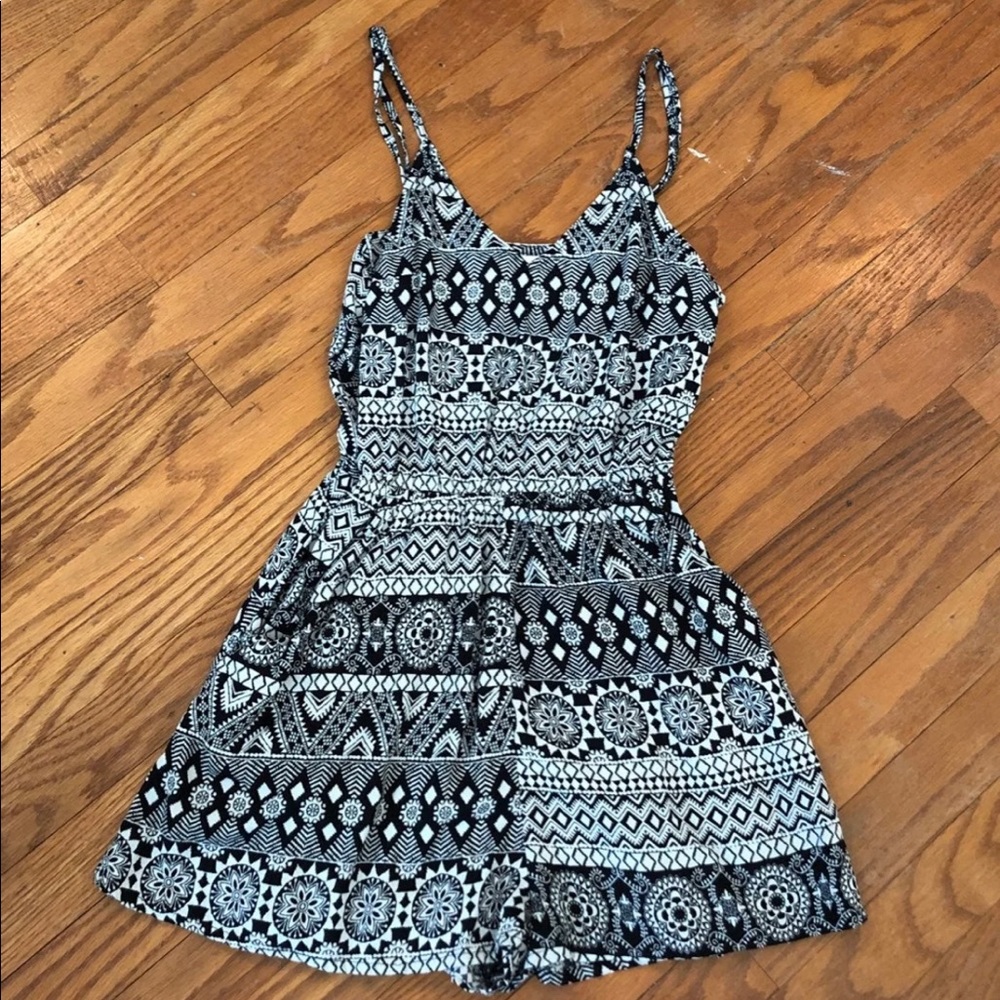 black and white patterned romper